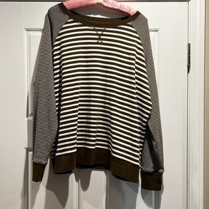 Eddie Bauer brown and cream striped sweater